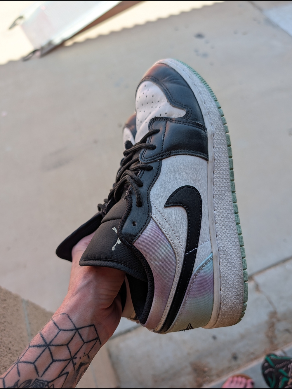 Northern lights Air Jordan 1s low rise | black/white iridescent | women’s 7